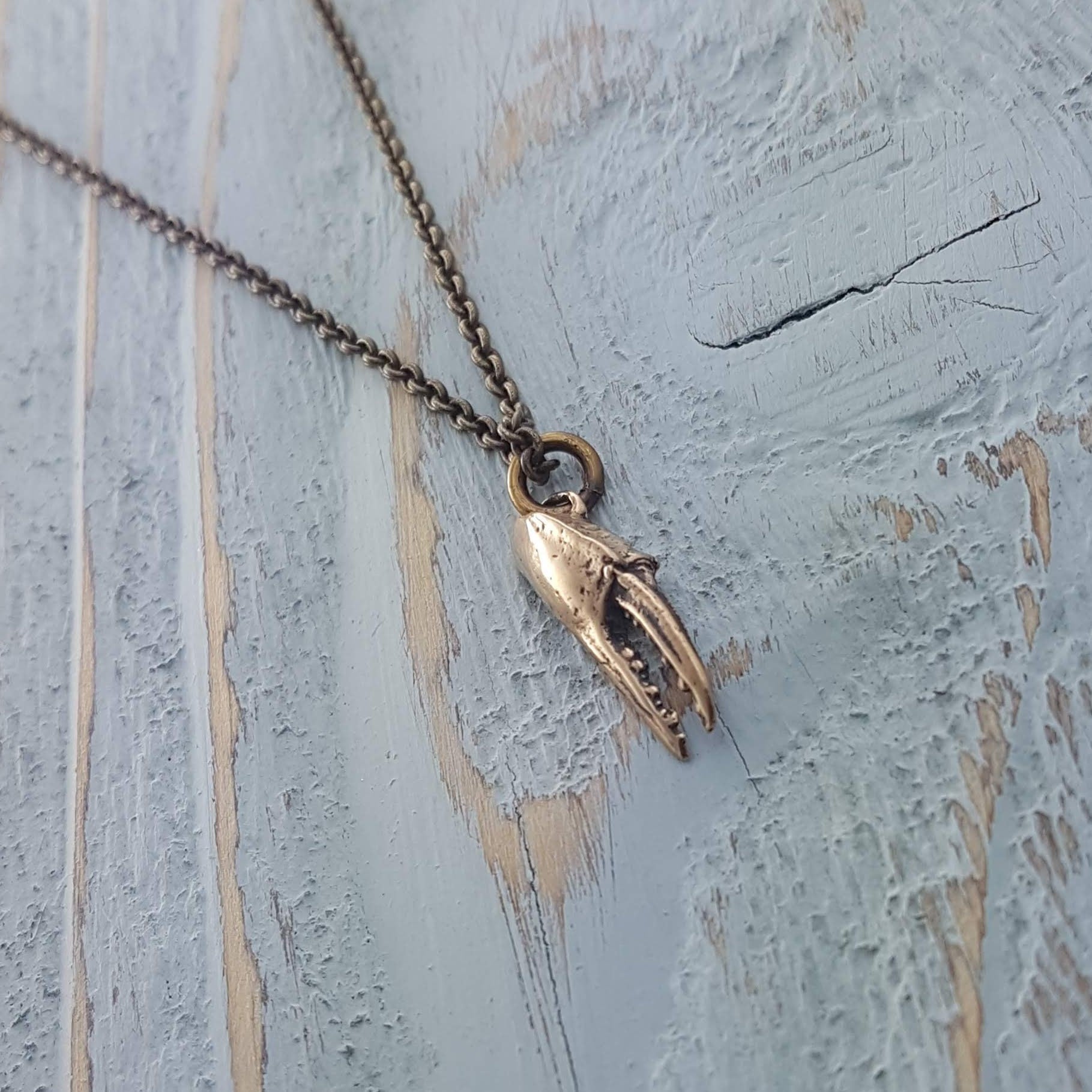 Gold Bronze Crab Claw Necklace