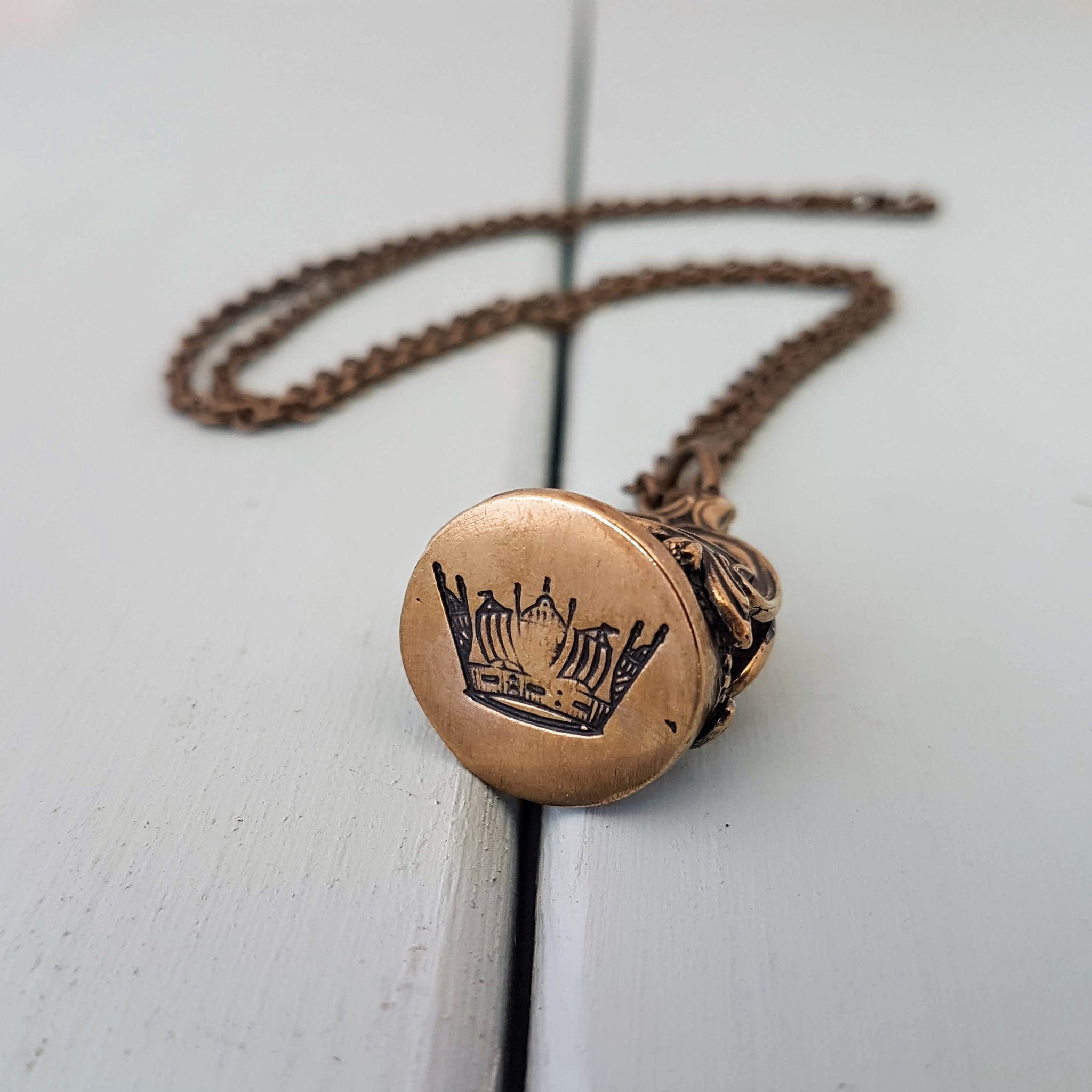 CROWN Wax Seal Stamper Necklace, Usable Seal Stamp, Wax Seal Jewelry, Gold Letter Stamper, Royalty Jewelry, Crown Necklace