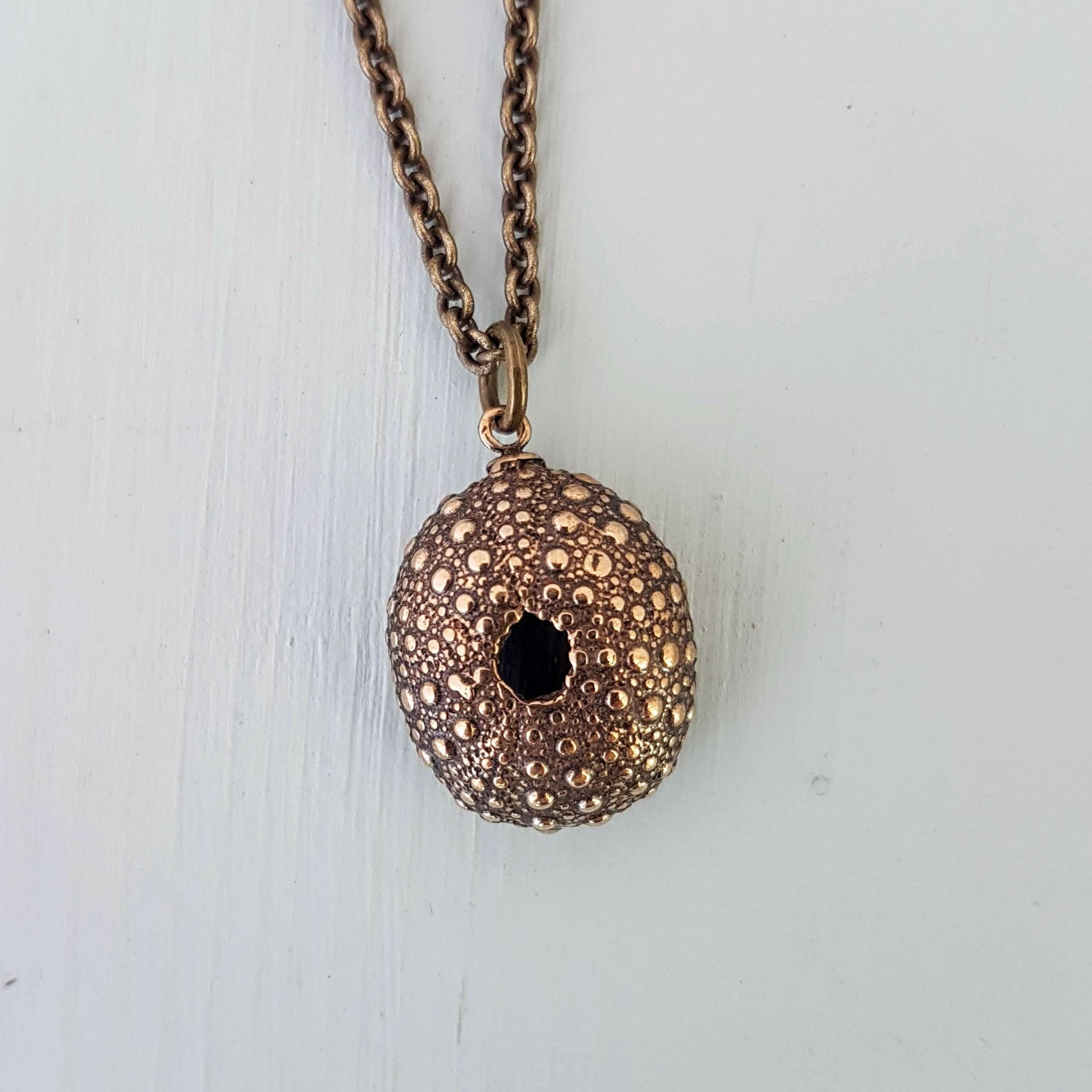 Sea Urchin Charm Pendant - Solid Cast Bronze - Realistic Ocean Jewelry Gift