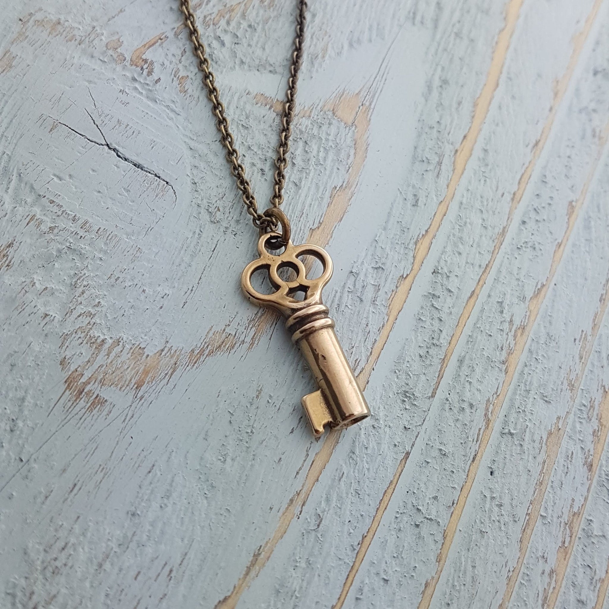 Clover Pendant Key Necklace in Sterling Silver Elegant Gift for Her