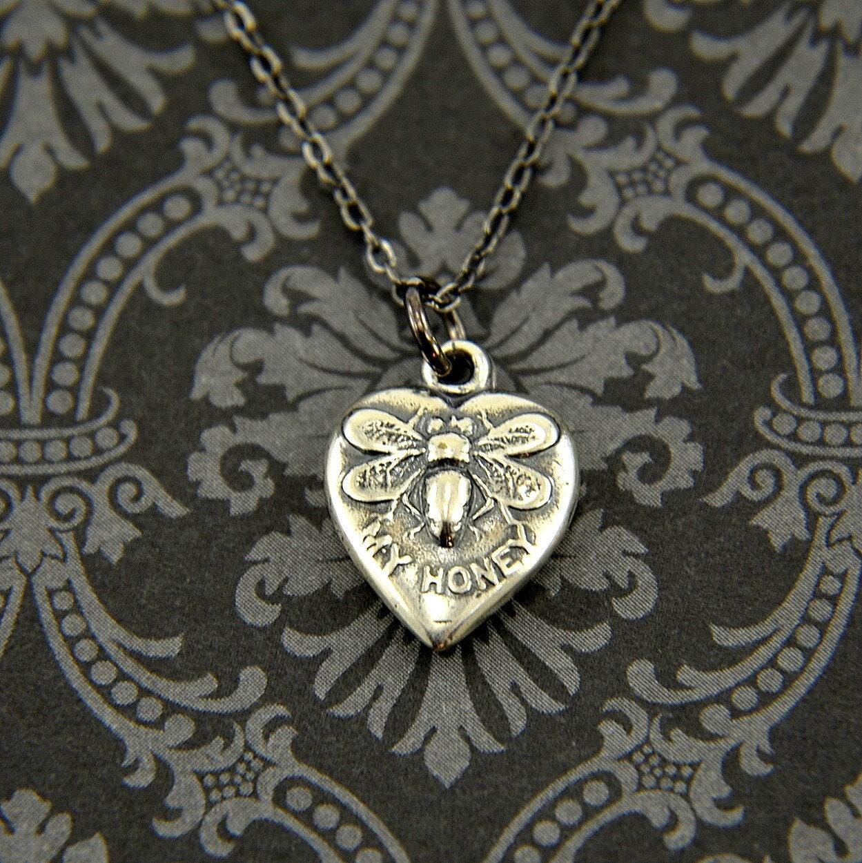 Solid 925 Sterling Silver Honey Bee Charm Pendant Necklace