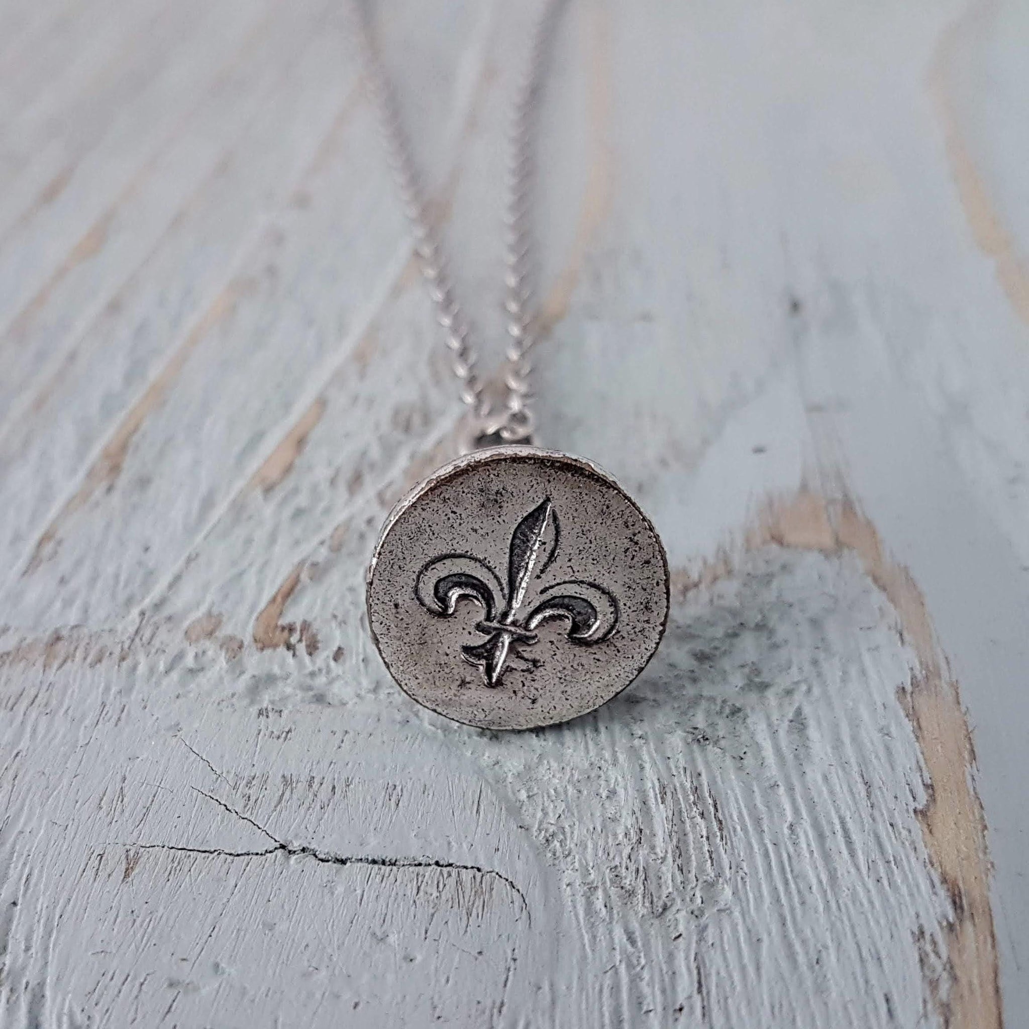 Fleur de Lis Wax Seal Stamp Necklace - Custom Silver Wax Seal Stamper Jewelry