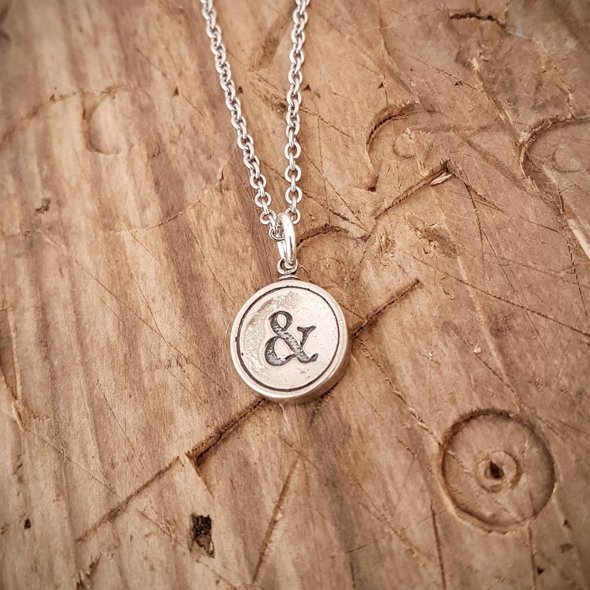 Silver Ampersand Necklace, Ampersand Charm, Ampersand Pendant, Ampersand Jewelry, Typography Gift, Graphic Designer Gift, Custom Engraved
