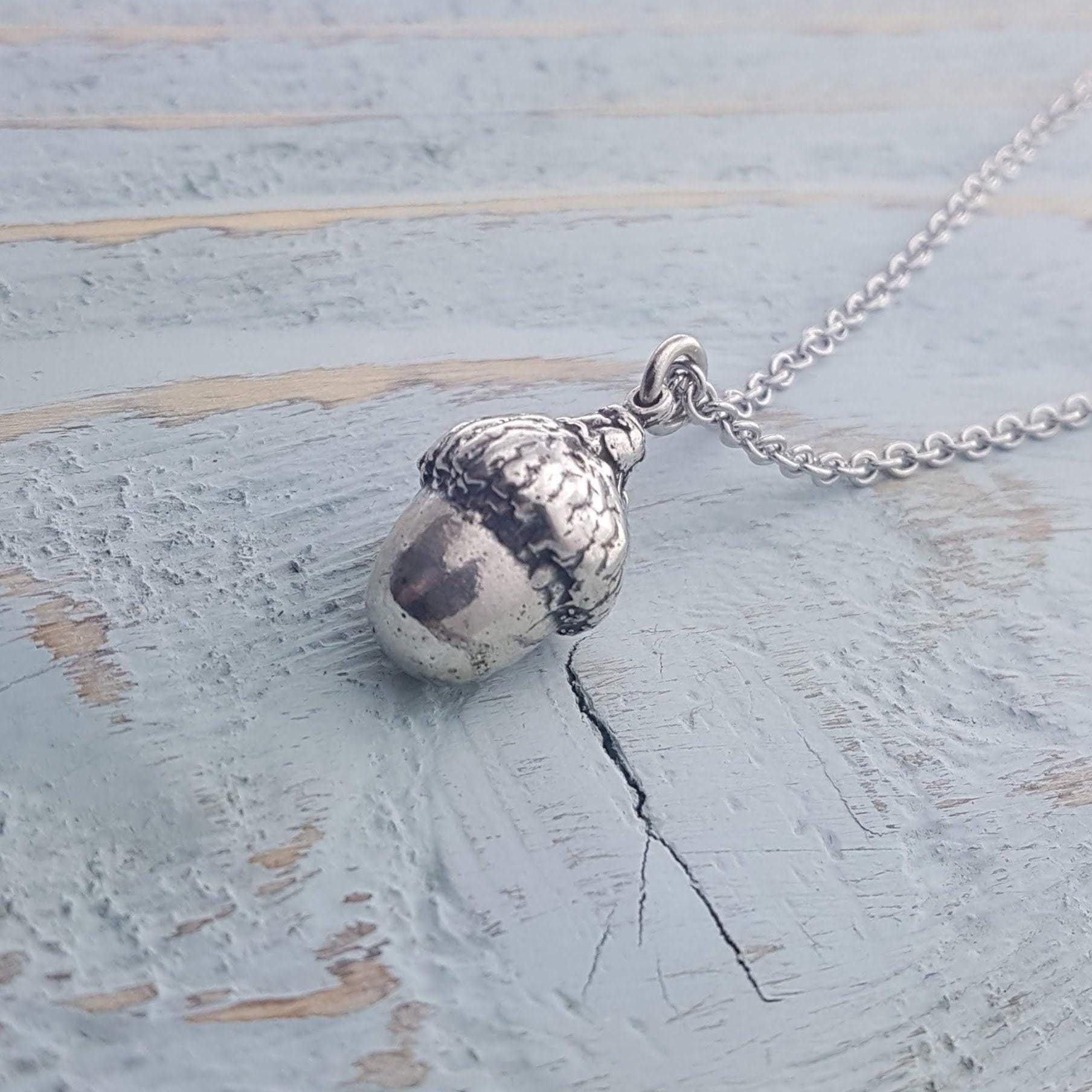 Sterling Silver Acorn Necklace, Acorn Pendant, Oak Tree Necklace, Woodland Jewelry, Sterling Silver Necklace, Gift for Gardener Fall Jewelry