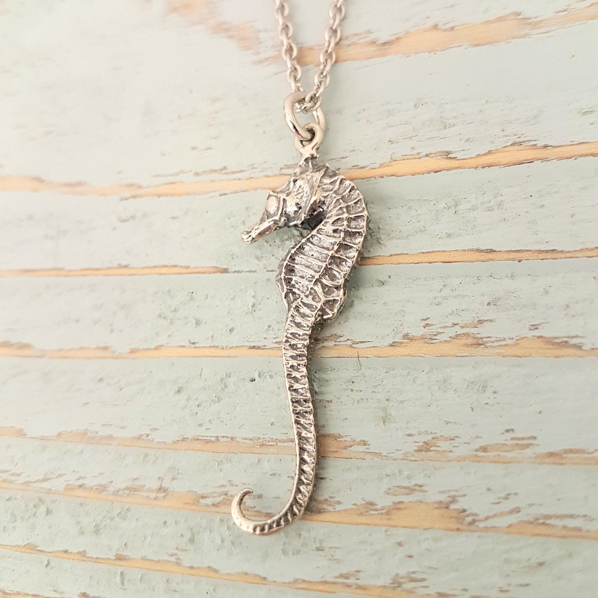 Sterling Silver Seahorse Pendant Necklace - Ocean-Inspired Charm Jewelry