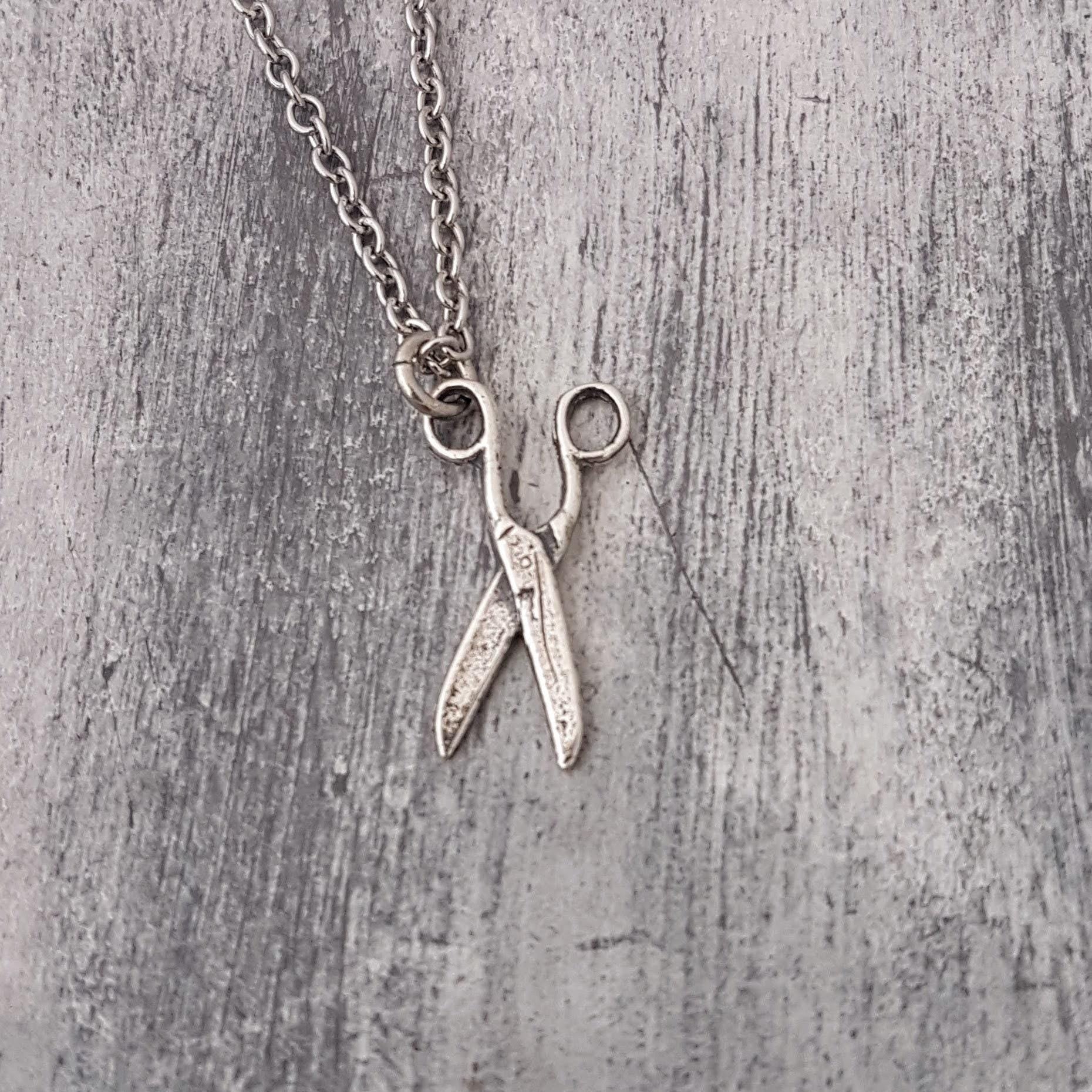 Scissors Necklace - Silver Bronze Scissors Necklace, Scissor Necklace, Cosmetologist Gift , Sewing Gift, Gift for Hair Stylist