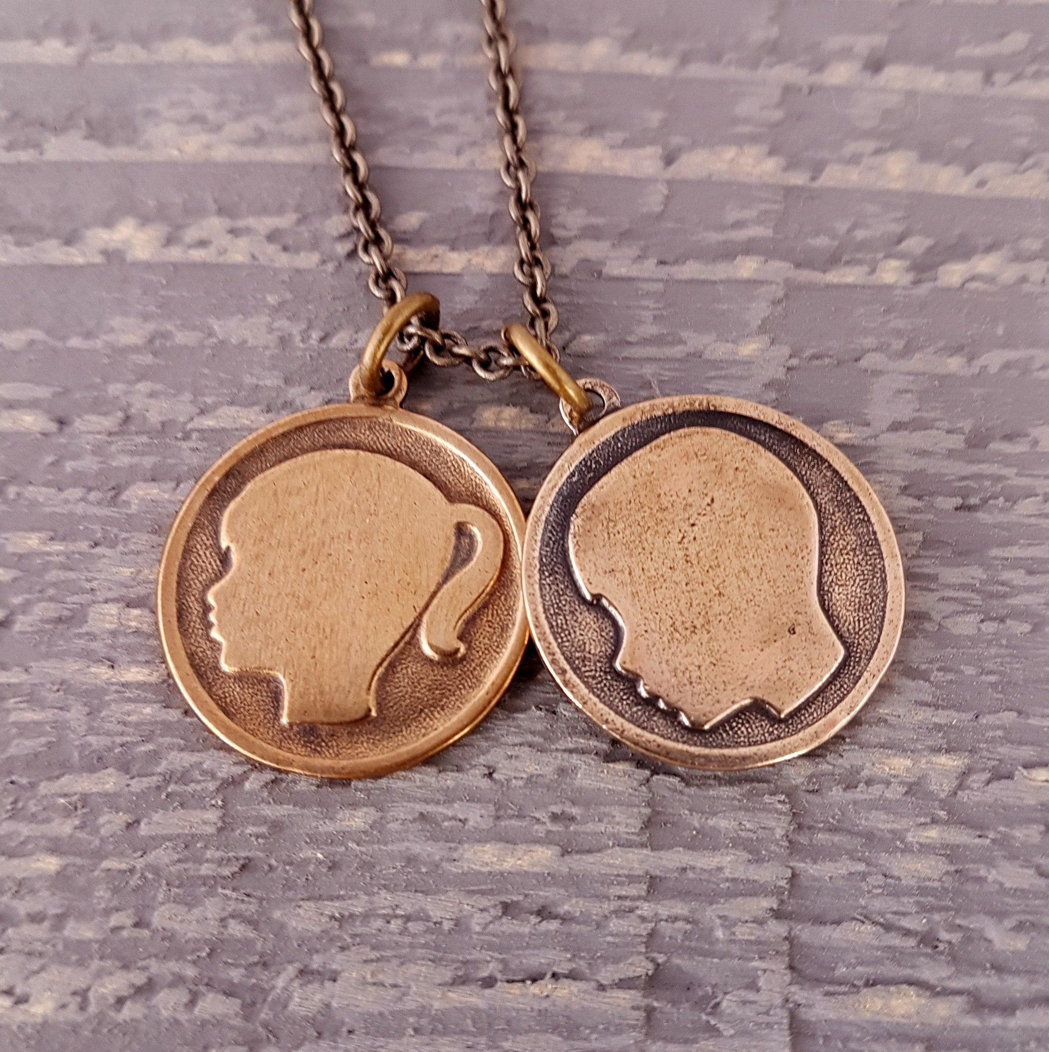 Personalized Kids Name Necklace - Custom Gold Silhouette Charms for Daughter Son - Thoughtful Gift for Mom