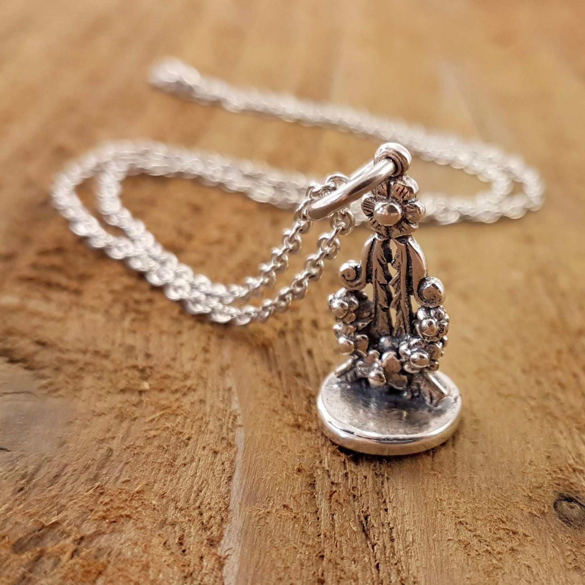 Silver Lion Rampant Wax Seal Stamper Necklace - Royal Lion Pendant Charm Victorian Jewelry Gift for Writers