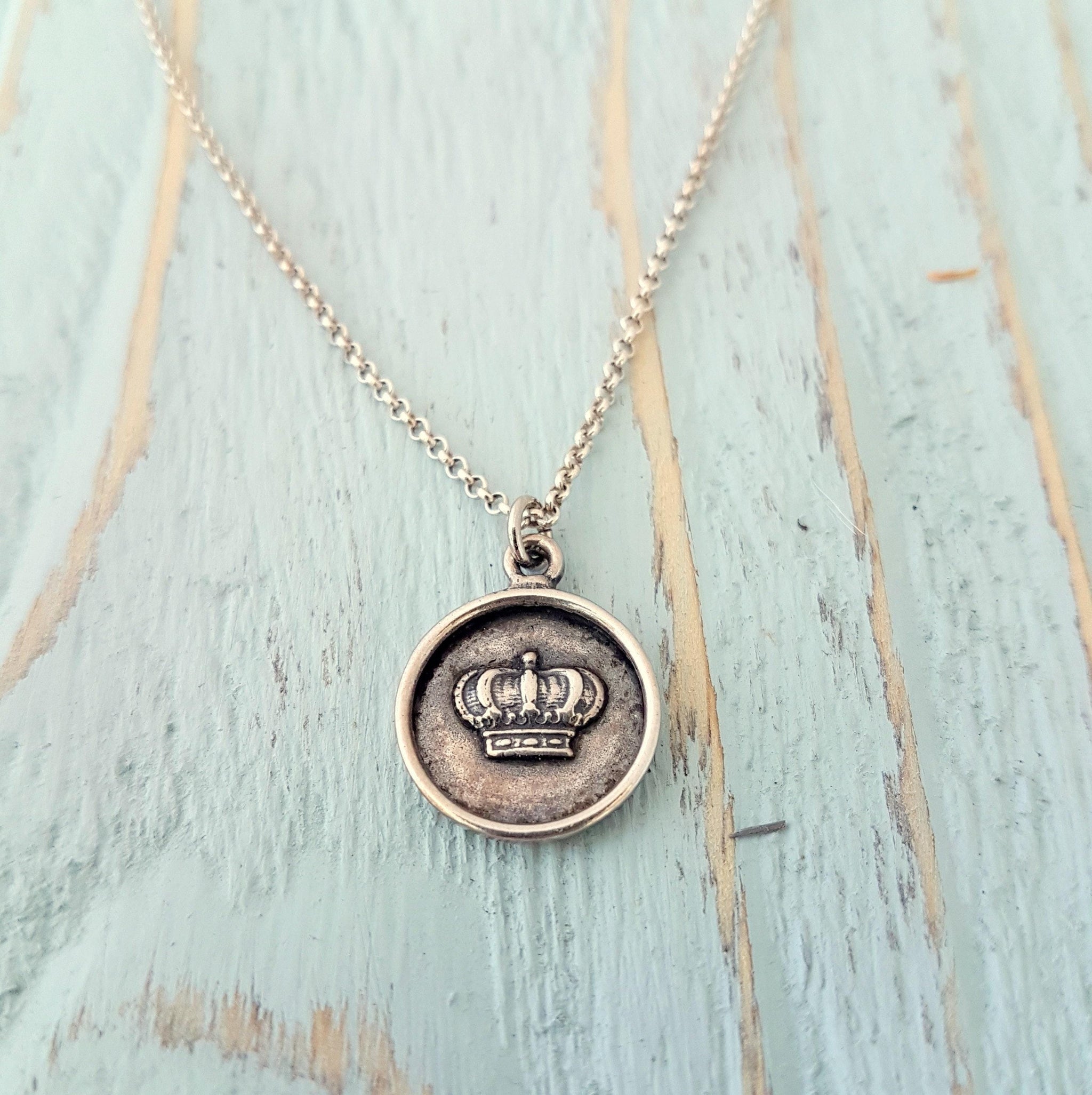925 Sterling Silver Crown Charm Necklace - Custom Engraved Jewelry Gift