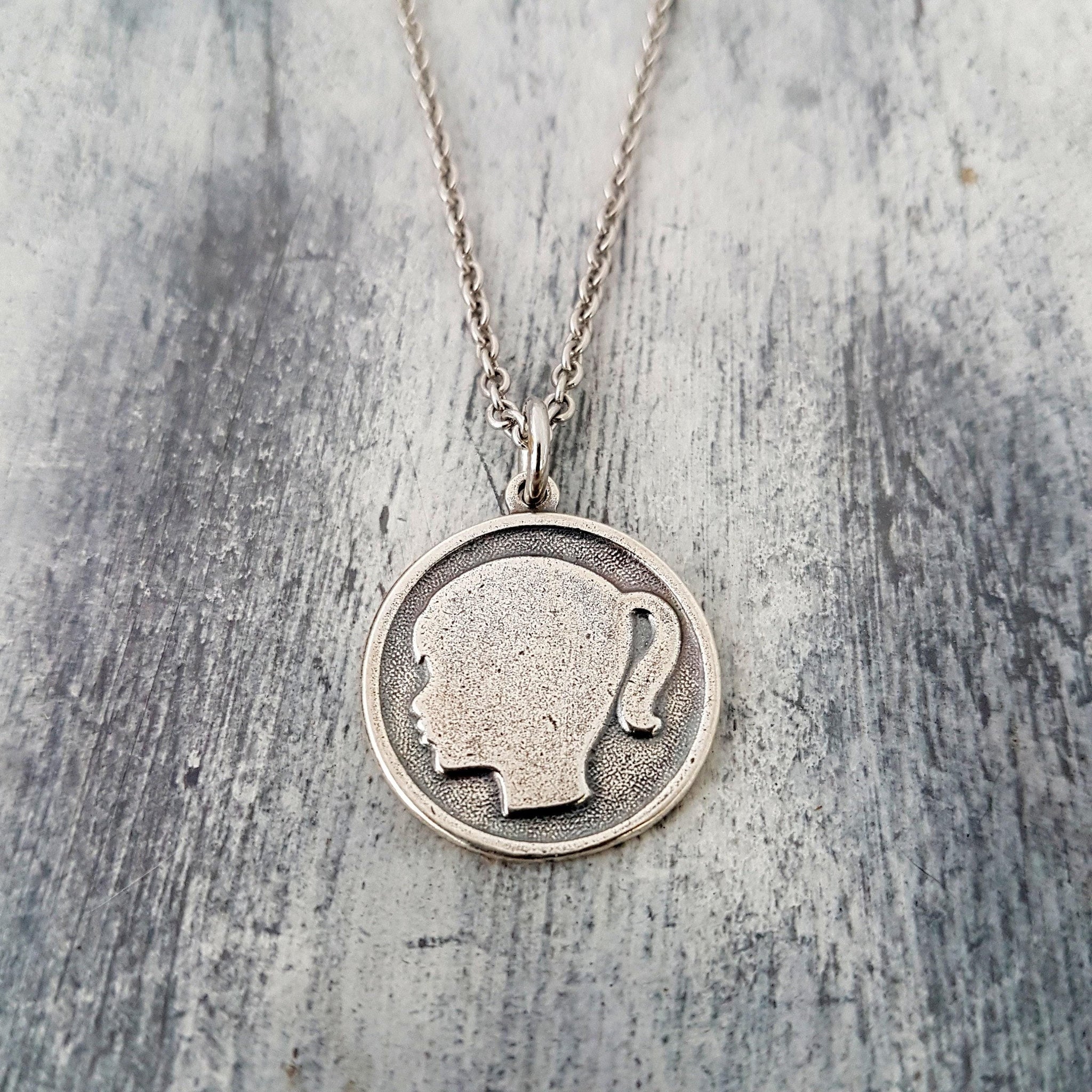 Sterling Silver Mom-Daughter Silhouette Charm Necklace - Personalized Jewelry Gift