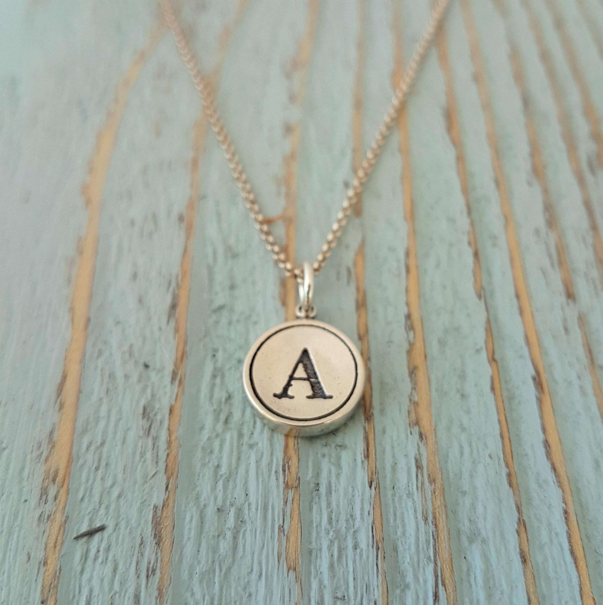 Personalized Initial Gift - Silver Typewriter Key Charm Pendant Necklace Letter Pendant, Letter Charm Necklace - All Letters Available