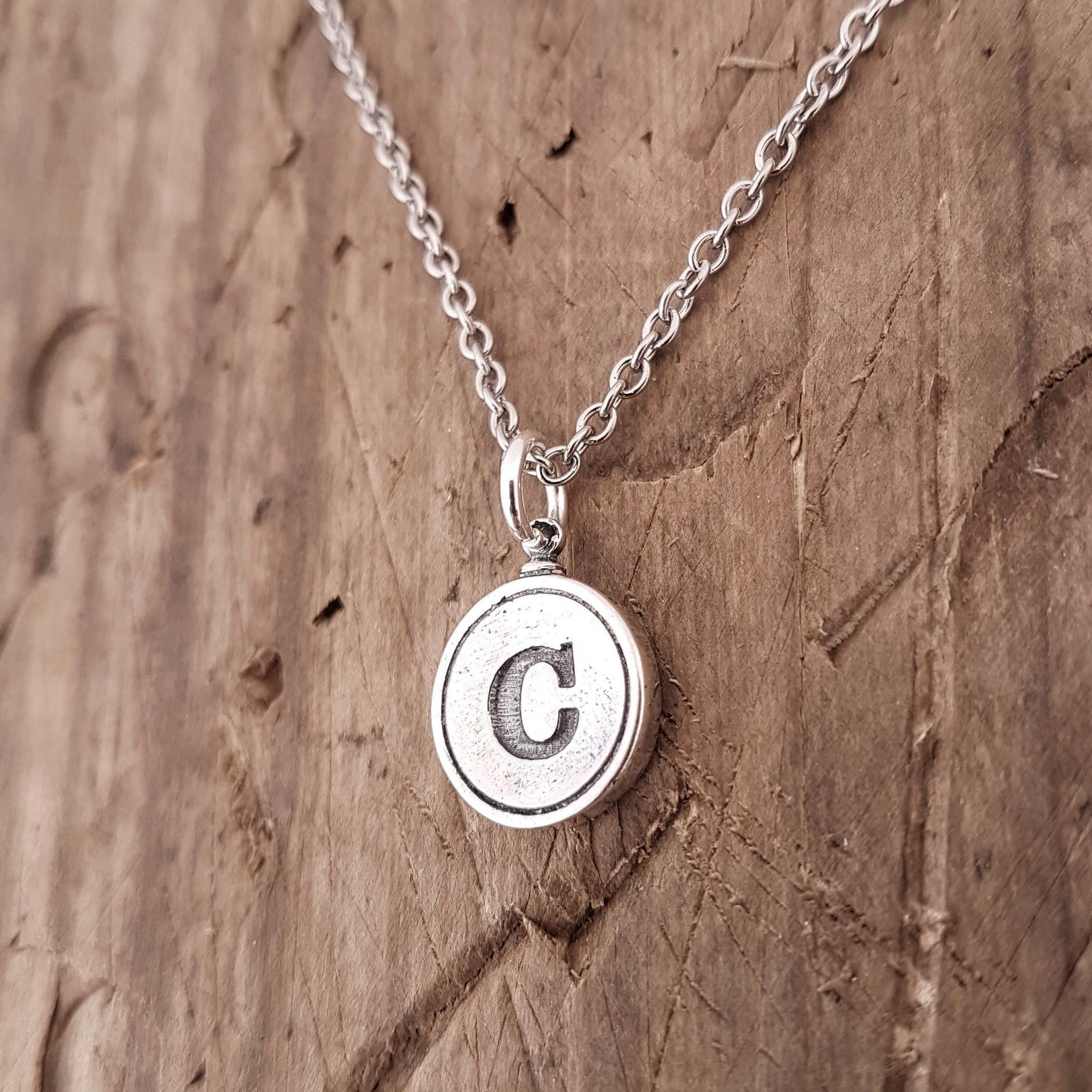 Silver Letter C Necklace, Initial C Charm, Letter C Pendant, C Jewelry, Necklace with Letter Pendant, Custom Engraved Letter Necklace
