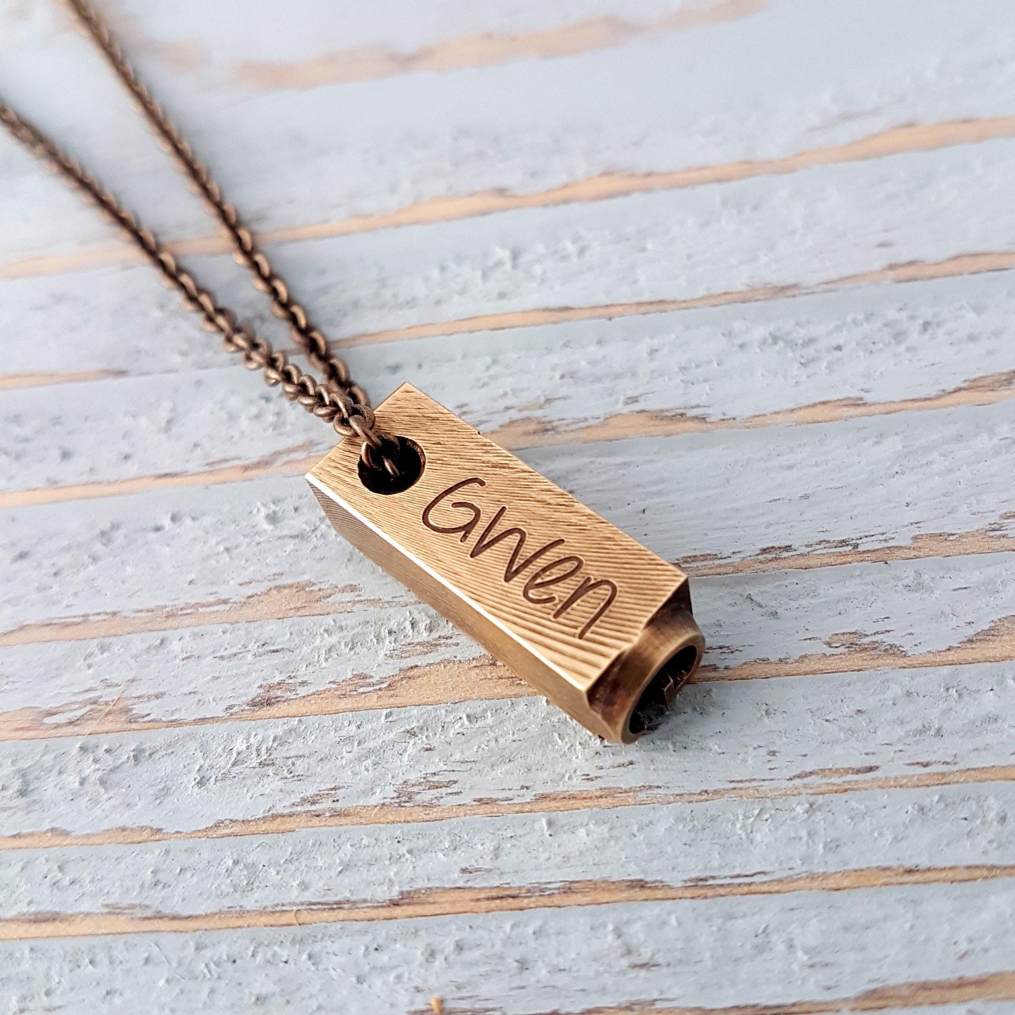 Custom Engraved Brass Initial Pendant Necklace - Personalized Letterpress Jewelry