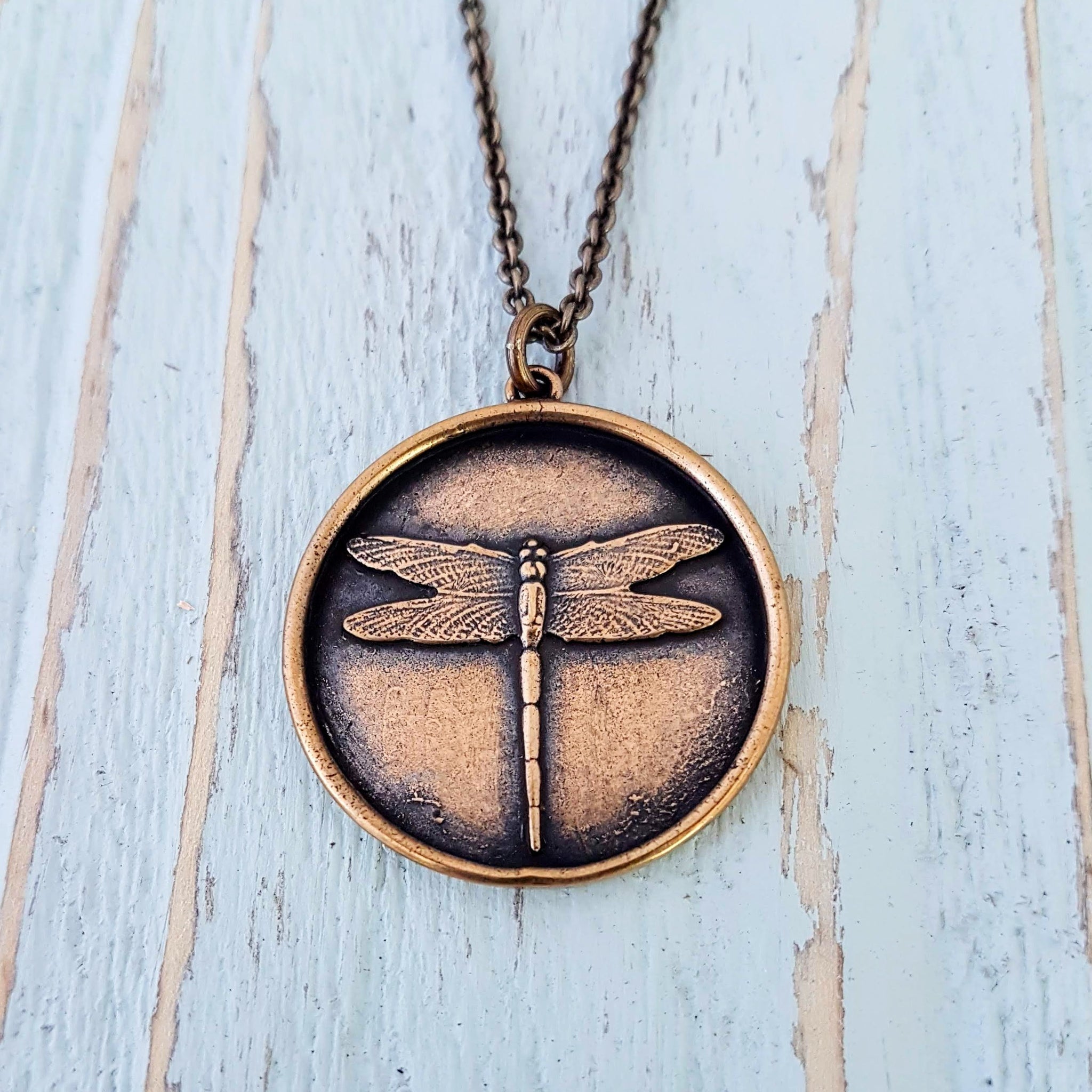 Personalized Gold Necklace, Dragonfly Jewelry, Insect Necklace, Engraved Gift for Mom, Simple Disc Pendant, Round Disc Jewelry Custom Length - Gwen Delicious Jewelry Designs